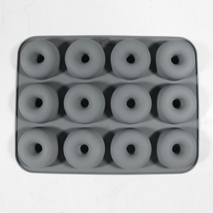 <b>Silicone</b> Donut Mold 12 Cavity Round <b>Baking</b> Pan For DIY Desserts Cake Tools Grey - Product Image 5
