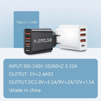 QC 3.0 Adaptateur secteur avec 3USB et USB C Tête de charge rapide de voyage à 4 ports Chargeur mural portable universel pour téléphone portable