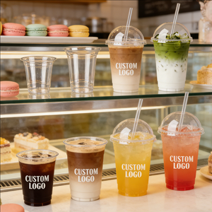 Vaso de Plástico para Postre con Tapa de Cúpula y Pajita, 500ml, 90mm de Diámetro, Impresión UV Starlight, Desechable, para Fiestas de San Valentín - Product Image 4