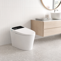 Toilette intelligente avec stérilisation UVC, siège chauffant, télécommande, cuvette allongée, double chasse d'eau, fixation au sol, siphon en S et siphon en P
