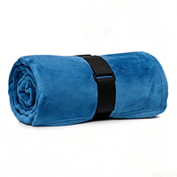 Couverture polaire portable personnalisable avec sangle élastique, couleur unie, pour voyage, pliable et compacte