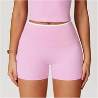 Short de yoga et de fitness premium, simple et doux, taille haute, motif uni, avec grip en silicone, personnalisable, marque privée