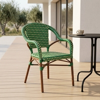 Chaise en rotin PE tressé à la main, légère et moderne, avec structure en aluminium, pour la restauration en plein air, les restaurants, les cafés, les bars, les meubles de patio