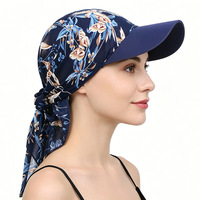 Gorros ajustables estampados para mujer con visera, pañuelo para la cabeza, turbantes pre-atados, gorros ligeros tipo gorro de calavera