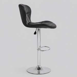 Silla de <span class=keywords><strong>Bar</strong></span> Moderna JOHOOFURNITURE, Tapizada en Cuero PU Negro, Diseño <span class=keywords><strong>Diagonal</strong></span> Acolchado, Giratoria y Ajustable, para Hogar, <span class=keywords><strong>Bar</strong></span> y Cocina - Product Image 4