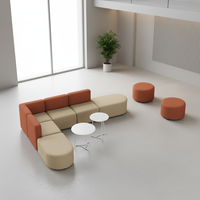 Canapé d'angle Greatway D20 standard international, détachable et facilement déplaçable, housse bleue et orange, canapé modulaire minimaliste italien