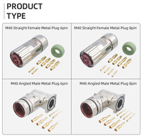 Connecteur circulaire électrique étanche M40 pour servomoteur, prise femelle droite 6/8 broches et prise mâle angulaire pour alimentation robuste