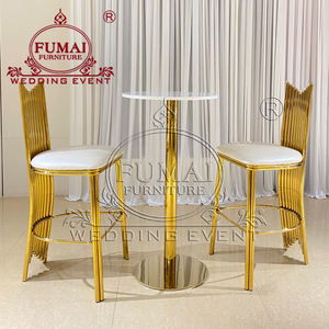 Console de mariage Table de bar de luxe dorée Base en acier inoxydable - Product Image 1