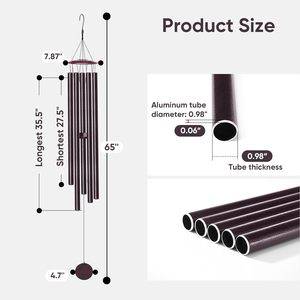 Campanas de Viento Colgantes de Aluminio Estilo Art Deco de 65 Pulgadas, Resistentes a la Intemperie y al Agua, para Uso en Interiores y Exteriores - Product Image 1