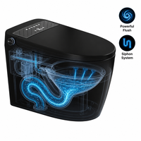 WC intelligent moderne de luxe avec bidet intégré, chasse d'eau automatique à commande au pied, en céramique noire mate