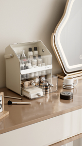 Organisateur <span class=keywords><strong>de</strong></span> maquillage moderne en <span class=keywords><strong>plastique</strong></span>, best-seller, <span class=keywords><strong>avec</strong></span> <span class=keywords><strong>couvercle</strong></span> à charnière et tiroirs pour un rangement accessible sur la coiffeuse <span class=keywords><strong>de</strong></span> chambre. - Product Image 4