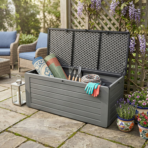 Boîte de rangement extérieure VERTAK 103 gallons (390 L) pour patio, idéale pour coussins, oreillers, outils de jardin, <span class=keywords><strong>en</strong></span> <span class=keywords><strong>bois</strong></span> pour le rangement extérieur - Product Image 1