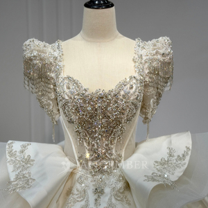 Robe de mariée de luxe Xs244, style Sweetheart, dos lacé, perles, broderie de cristaux, robe de mariée personnalisable, Jancember - Product Image 6