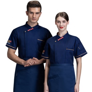 SunYue เสื้อแจ็คเก็ตผ้าฝ้ายโพลีแขนสามส่วน,ชุดยูนิฟอร์มสำหรับเชฟในห้องครัวชุดเชฟอิตาลีแขนสามส่วน - Product Image 5