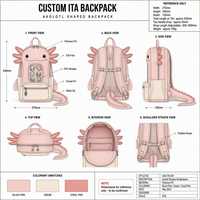 Sac à dos personnalisé Axolotl Ita Bag avec franges et aileron dorsal pour femmes et filles, idéal pour l'école, les voyages, le quotidien, cadeau, commande en gros