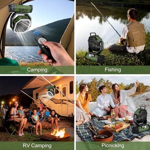 20000mAh <b>Battery</b> <b>Operated</b> Portable Fan with LED Light Hook Four Speeds Remote Control Table Installation-for Desk Camping Fan - Product Image 4