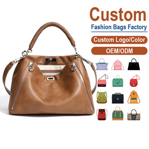 Bolso Bandolera de Cuero Genuino de Grano Completo Liso – Asas en Espiral + Bolsillos Dobles con Cremallera · Logotipo Personalizado Disponible - Product Image 1