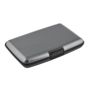 Porte-cartes de visite en aluminium gris foncé, élégant, avec logo personnalisé, porte-carte d'identité avec fonctionnalités anti-vol RFID, logo personnalisable - Product Image 1