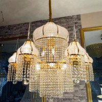 Prix d'Usine Lustre de Luxe en Cristal Personnalisé pour Hall d'Hôtel ou Mosquée, Design Arabe Doré de Style Empire