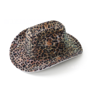 Chapeau de cowboy HLC ODM avec strass, motif Père Noël et imprimé léopard, chapeau Fedora pour fête western, idéal pour la décoration d'événements festifs - Product Image 6