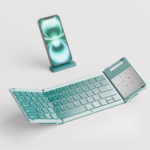 TBFIT 64 Keys <strong>Wireless</strong> <strong>Bluetooth</strong> Tri-fold <strong>Keyboard</strong> Touchpad ABS Rechargeable Ultra Slim Portable <strong>Folding</strong> <strong>Keyboard</strong> - Product Image 1