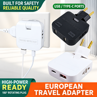 Adaptateur de Voyage Rotatif à 180° Ultra-Mince pour Prises EU, Convertisseur USB Standard UE, Multiprise 16A pour le Commerce International
