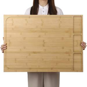 Planche <span class=keywords><strong>à</strong></span> découper en bambou extra large personnalisée avec pieds amovibles, couvercle pour cuisinière et évier, bord antidérapant pour plan de travail de cuisine - Product Image 1