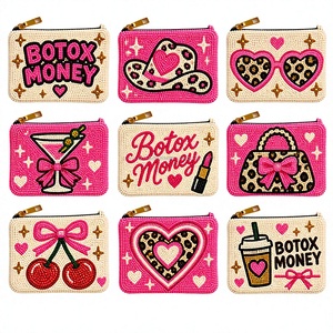 Colección de Monederos de Cuentas con Diseño de Belleza y Glamour, que incluye Monederos con diseño de Botox, Dinero, Corazones de Leopardo, Lápiz Labial, Cóctel y Bolsas con Cremallera y Lazo - Product Image 1