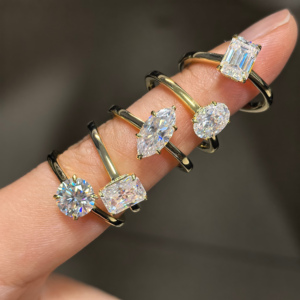 1ct Solitarie Moissanite anello S925 GRA certificato VVS Moissanite anello di fidanzamento anello di Moissanite nuziale - Product Image 6