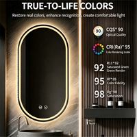 Miroir de salle de bain intelligent sans cadre en gros, LED spectrale, réglable de 3000/6000K, personnalisable avec prises multi-pays