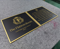 Plaque d'entrée de luxe en laiton massif poli pour hôtel et villa, gravée sur mesure, double face, à fixer au mur, en métal, plaque en laiton