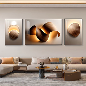 Decorazione Murale per Casa, Triptico di Design Elegante e Astratto, Quadro in Porcellana Cristallina per Soggiorno, Hotel, Ufficio, Caffetteria - Product Image 1