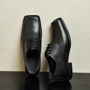 Nuevos zapatos formales italianos hechos a mano con punta cuadrada, clásicos y modernos, zapatos de vestir y Oxford de cuero para hombre, de diseño casual. - Product Image 6