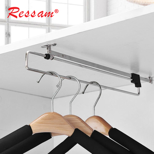RESSAM Cintre de <span class=keywords><strong>placard</strong></span> <span class=keywords><strong>extensible</strong></span> pour armoire Porte-vêtements monté sur le dessus <span class=keywords><strong>Tringle</strong></span> de <span class=keywords><strong>placard</strong></span> télescopique pour vêtements - Product Image 6