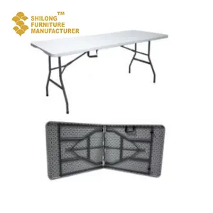 Складной стол из полиэтилена высокой пластмассы, прямоугольный портативный для сада, кемпинга, со стальными ножками, SL-ZDZ-E003, профессиональный белый, 6 футов