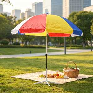 Parasol de plage commercial en tissu Oxford 130cm 140cm, ventilé, à double armature, protection UV UPF50+, pour terrasse et café - Product Image 1