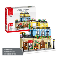 Blocs de construction d'hôtel urbain XMORK Street View, 1464 pièces, modèle d'architecture urbaine avec éclairage, briques éducatives pour enfants