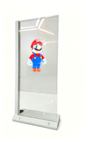 Kiosque OLED transparent en forme de L de 55 pouces, 2K, écran tactile 10 points, signalisation numérique, 43 % de transmittance, RS232, Android/PC, SDK OEM pour la vente au détail