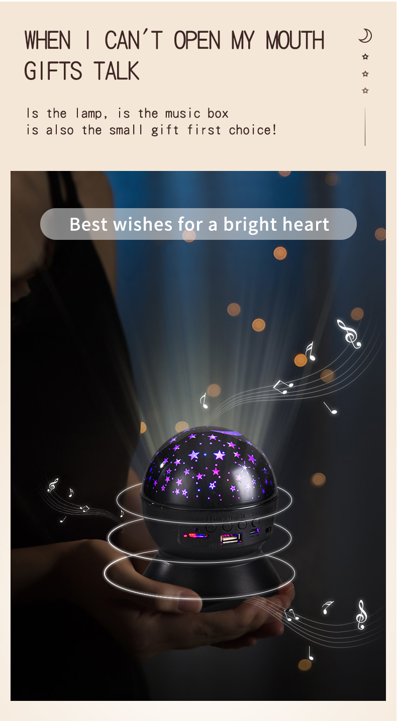 Bluetooth speakers star light USBprojection romantic small night light LED all over the sky star rotating music atmosphere light