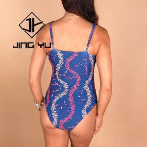 ชุดว่ายน้ำคุณภาพสูง ลายฮาวาย แบบผูกโบว์เว้า ชุดว่ายน้ำวันพีซ ผลิตจากไนลอนรีไซเคิลตามสั่ง - Product Image 5