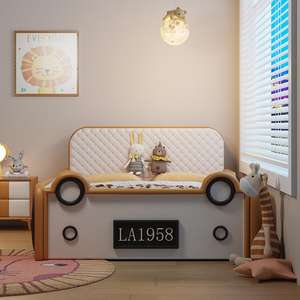 JINS, venta al por mayor, cama de madera maciza azul naranja, Suite para niños, muebles, serie de coches, personalidad, niños, niñas, coche deportivo, cama para niños - Product Image 2