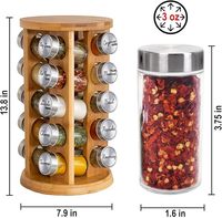 3 niveaux 360 °   Étagère à épices rotative en bambou, organisateur de rangement pour pots à épices sur comptoir pour bouteilles à condiments en verre