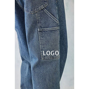 Spring Autumn Hot Sale Denim <b>Jeans</b> Men 100% Cotton Blue Straight Baggy Windproof Breathable Multi Pocket Vintage <b>Work</b> Carpenter - Product Image 5