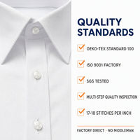 Kemeja Pria Formal Oxford 100% Katun, Ukuran Sesuai Pesanan, Perawatan Mudah, Kerah Tinggi, 2 Kancing, Lengan Panjang