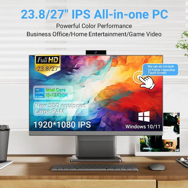 27 " High End Office All in One PC Core I5-12450H Magnetic 5MP Camera WiFi BT5.0 Business Office Desktop Computer All in One PC