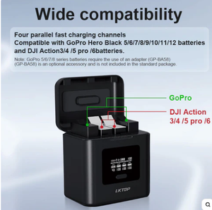 Étui de charge de batterie multifonctionnel pour <span class=keywords><strong>Action</strong></span> 3/4/5 Pro, accessoires GoPro Hero 5/6/7/8/9/10/11/12, <span class=keywords><strong>chargeur</strong></span> <span class=keywords><strong>portable</strong></span> 7000mAh - Product Image 2