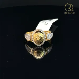 <b>Mens</b> gold <b>ring</b> with oval design center emblem and diamond style stones elegant traditional jewelry stylish gift for <b>men</b> - Product Image 1