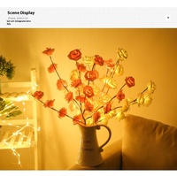 Guirlande lumineuse romantique à piles 5VDC LED Ra50 blanc chaud en plastique en forme de branche de rose 73cm étanche IP44 pour décoration de Noël