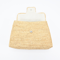 Pochette en raphia naturel crocheté, sac de luxe bohème vintage pour femme, avec fermoir en coton, idéal pour les fêtes estivales et le printemps