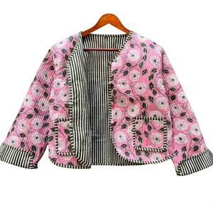 New Arrival Winter Boho Printed Quilted <b>Jacket</b> for Women Handmade Indian <b>Patchwork</b> Long Cotton-filled Breathable Woven Button - Product Image 1